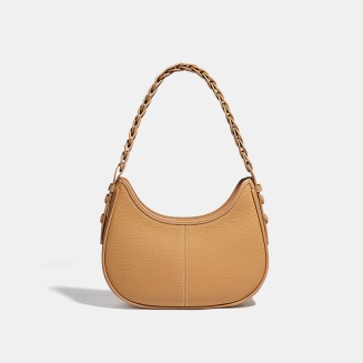 Half-moon textured leather women's shoulder bag