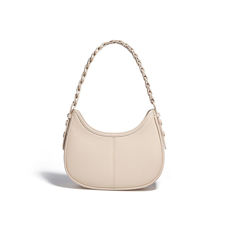 Half-moon textured leather women's shoulder bag