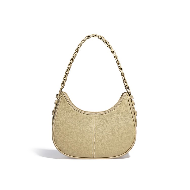 Half-moon textured leather women's shoulder bag