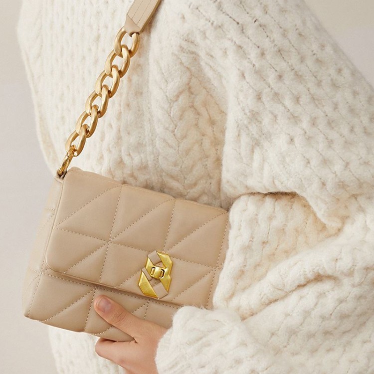 Luxurious chain leather women's shoulder bag