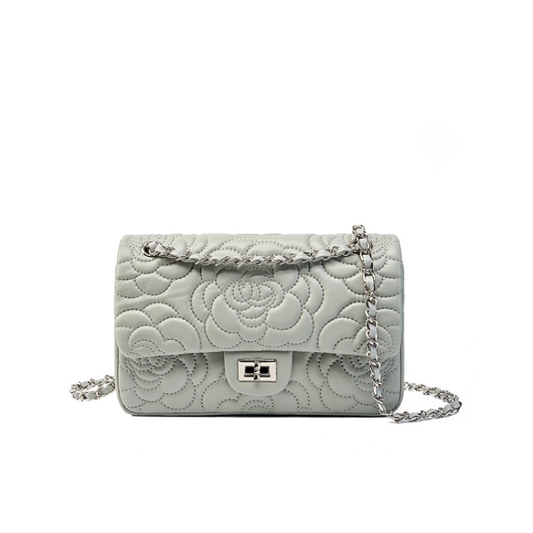 Women's floral quilted leather shoulder bag