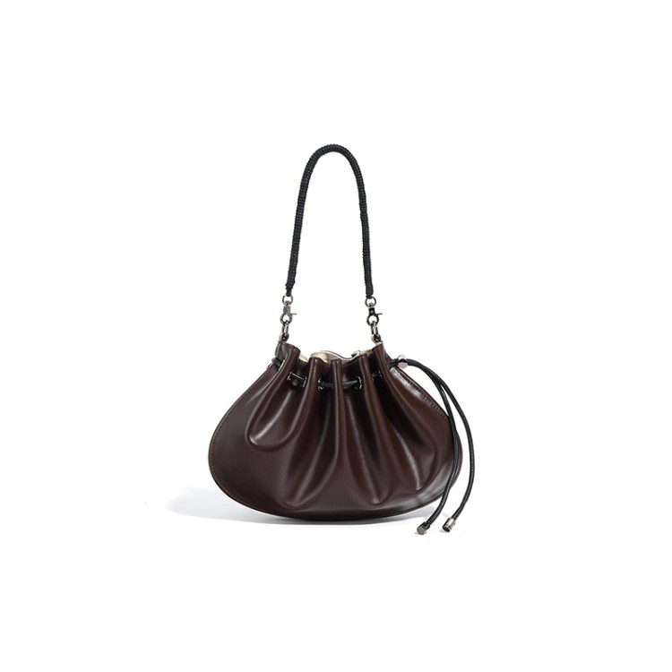 Fashion shell drawstring leather women's shoulder bag