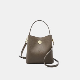 Luxurious bucket leather women's shoulder bag