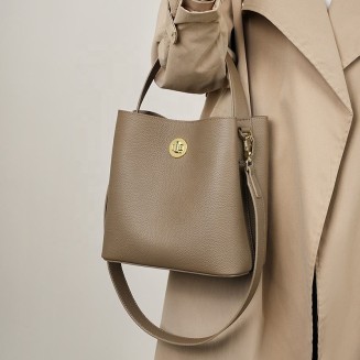 Luxurious bucket leather women's shoulder bag