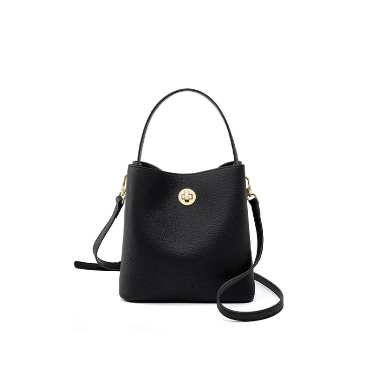 Luxurious bucket leather women's shoulder bag