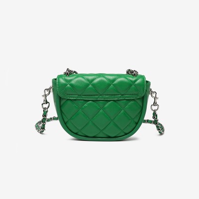Diamond check chain leather women's shoulder bag