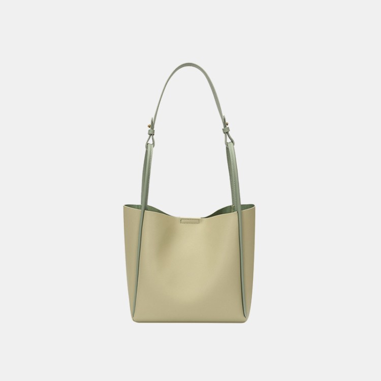 Large capacity bucket leather women's shoulder bag