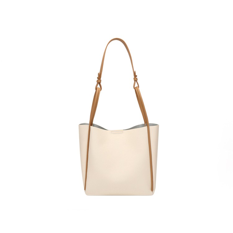 Large capacity bucket leather women's shoulder bag