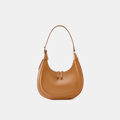 Half moon simple leather women's shoulder bag
