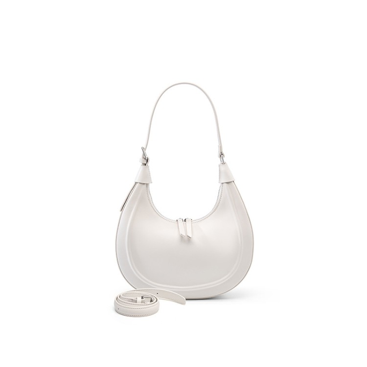 Half moon simple leather women's shoulder bag