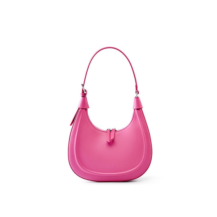 Half moon simple leather women's shoulder bag