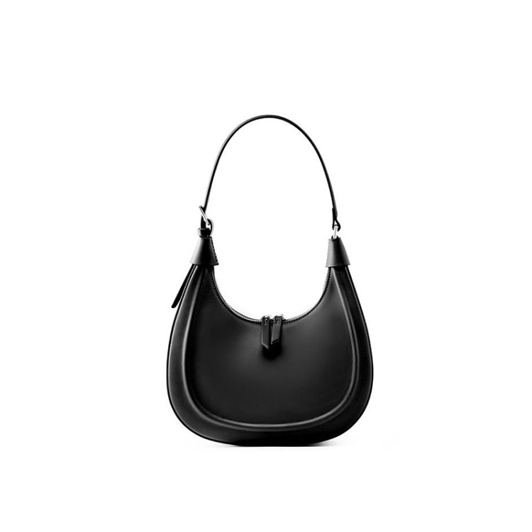 Half moon simple leather women's shoulder bag