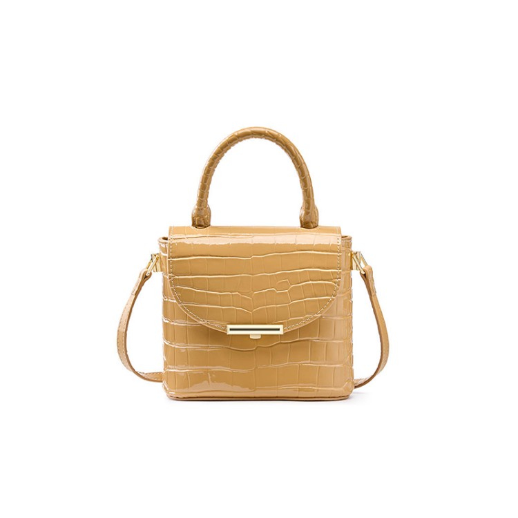 Women's crocodile textured leather shoulder bag