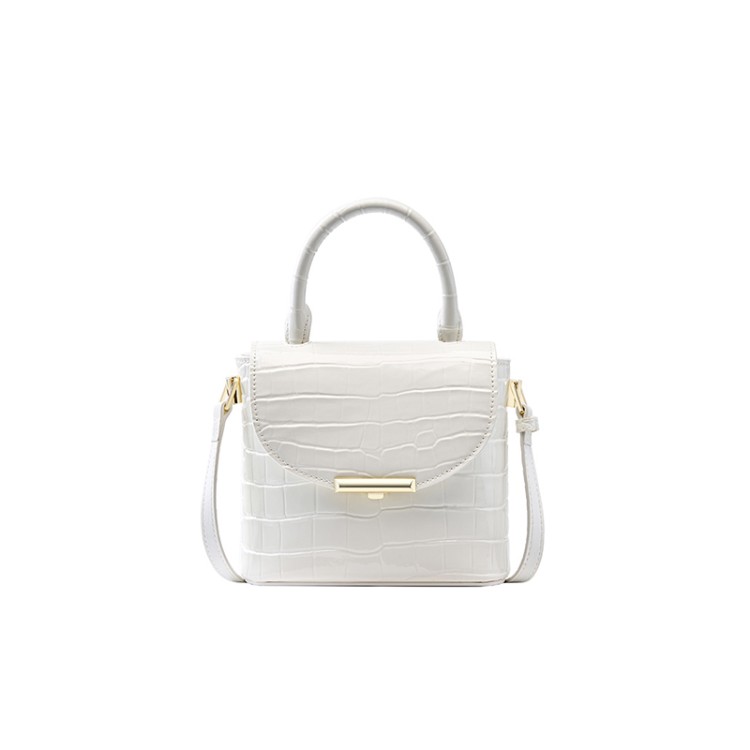 Women's crocodile textured leather shoulder bag