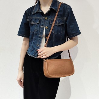Pebbled leather women's shoulder bag