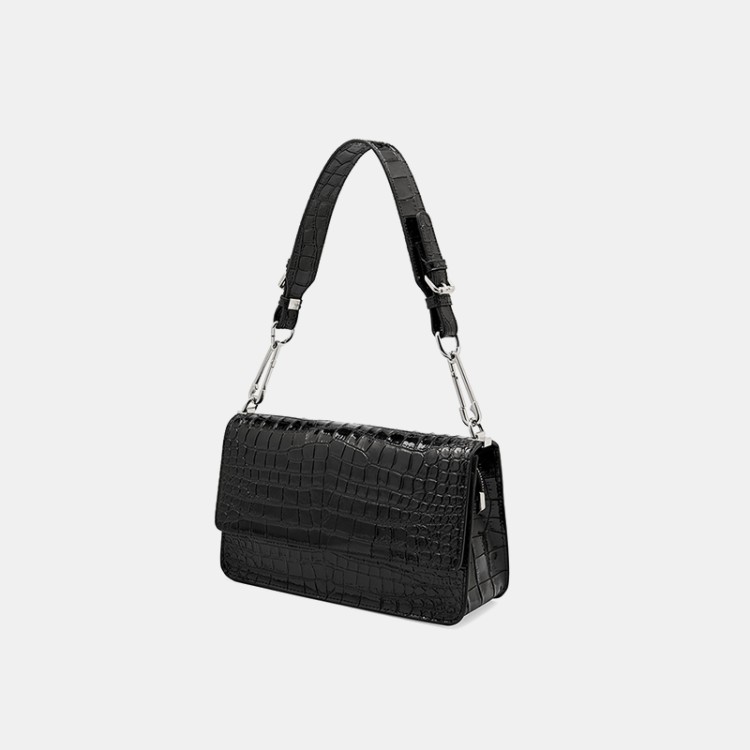 High quality crocodile textured leather women's shoulder bag