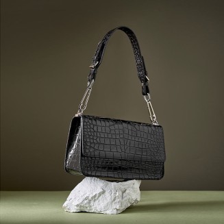 High quality crocodile textured leather women's shoulder bag