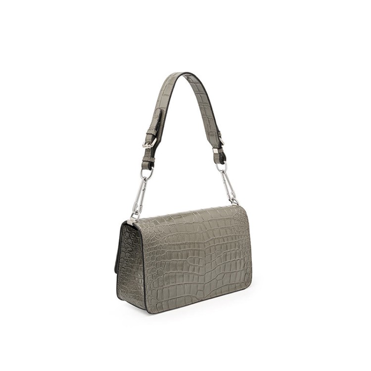 High quality crocodile textured leather women's shoulder bag