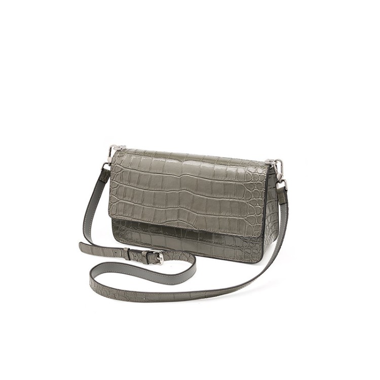 High quality crocodile textured leather women's shoulder bag