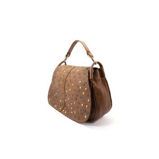 Vintage rivet leather women's shoulder bag