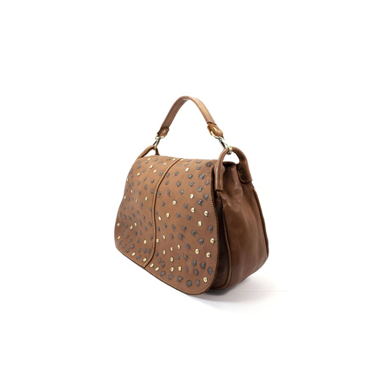 Vintage rivet leather women's shoulder bag