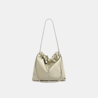 Classic chain pleated leather women's shoulder bag