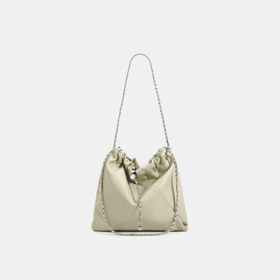 Classic chain pleated leather women's shoulder bag