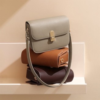High quality small square leather women's shoulder bag