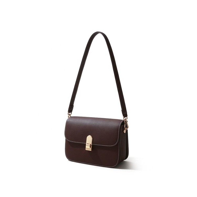 High quality small square leather women's shoulder bag