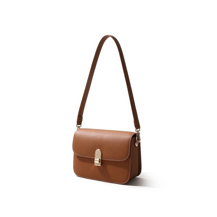 High quality small square leather women's shoulder bag