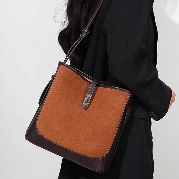 Patchwork large capacity leather women's shoulder bag