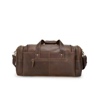 Vintage dark brown portable leather travel bag