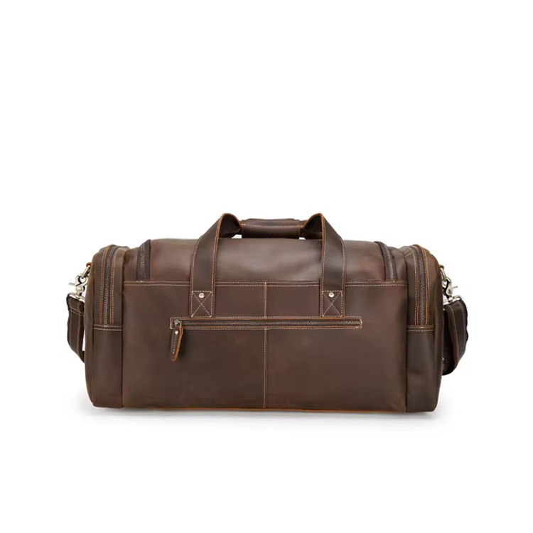 Vintage dark brown portable leather travel bag
