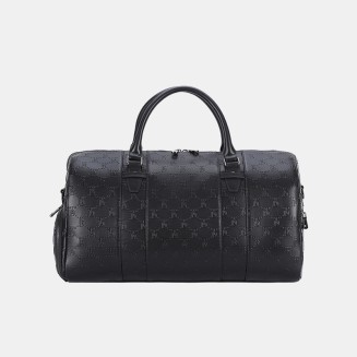 Black waterproof leather large capacity travel bag
