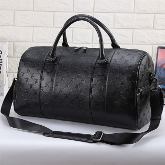 Black waterproof leather large capacity travel bag