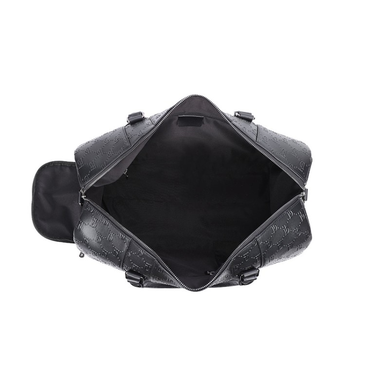 Black waterproof leather large capacity travel bag