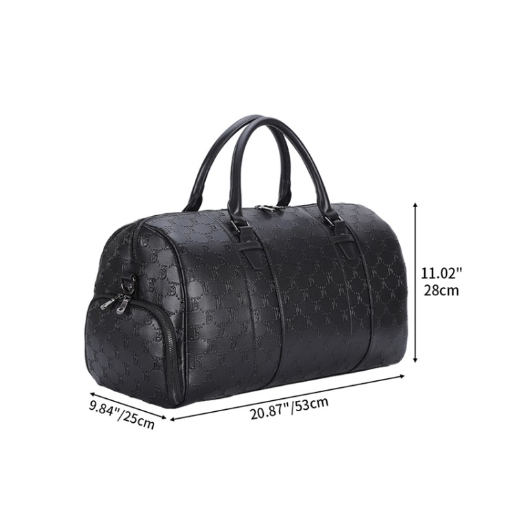 Black waterproof leather large capacity travel bag