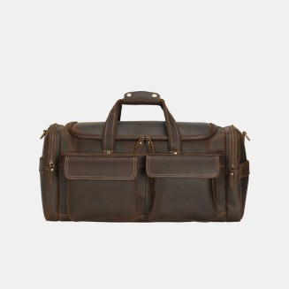 Brown soft leather large capacity travel bag