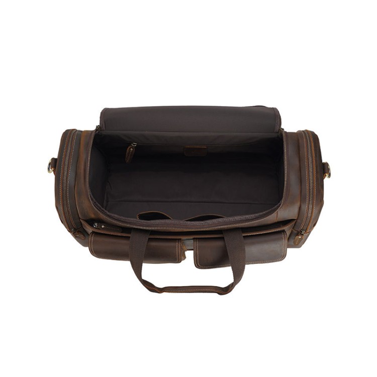 Brown soft leather large capacity travel bag