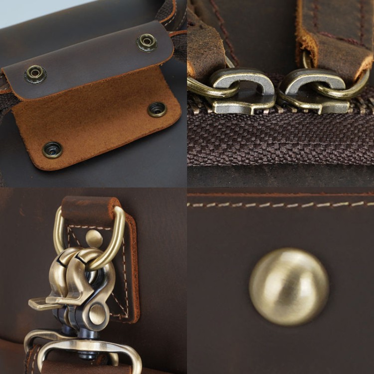 Brown soft leather large capacity travel bag