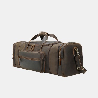 Distressed textured leather large travel bag