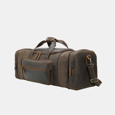 Distressed textured leather large travel bag