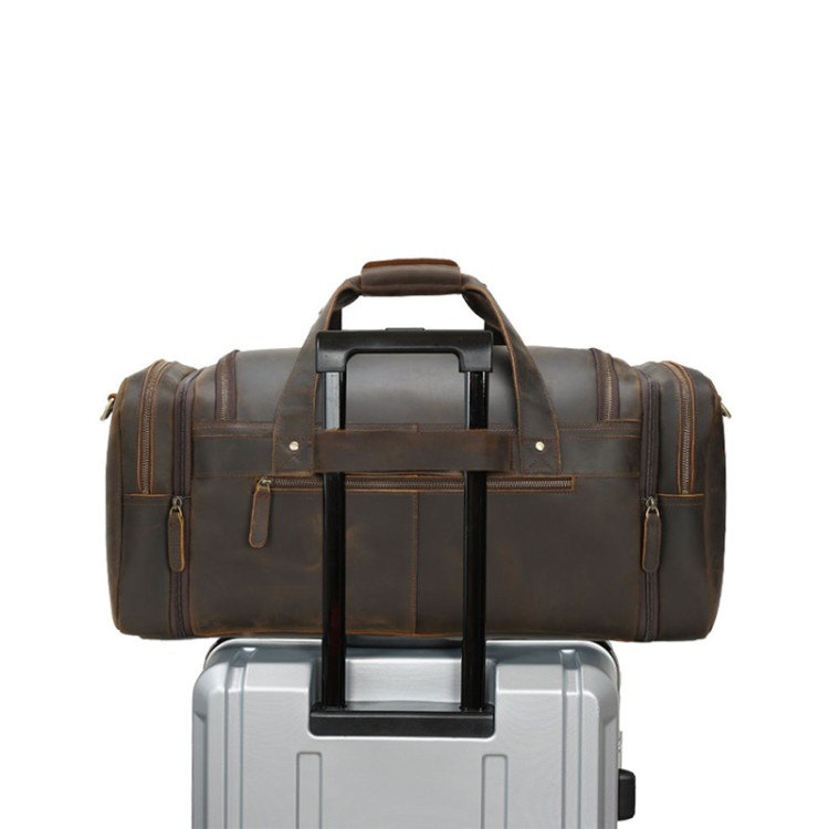 Distressed textured leather large travel bag