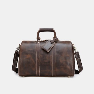 Luxurious brown leather large travel bag