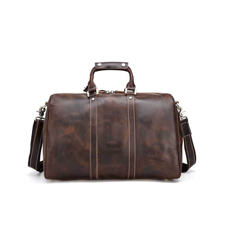 Luxurious brown leather large travel bag