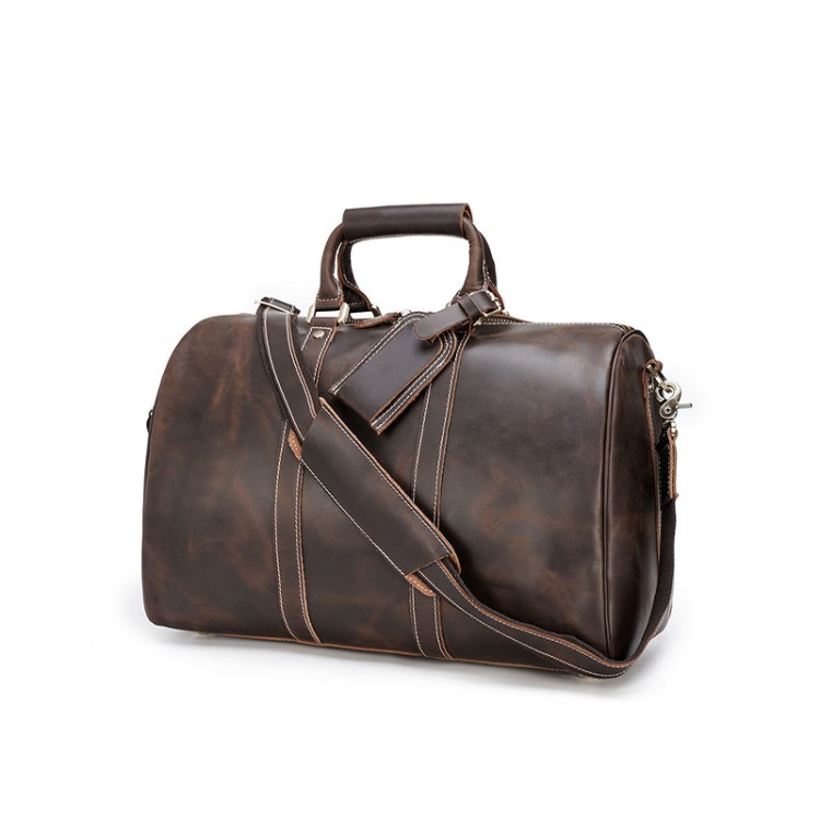 Luxurious brown leather large travel bag