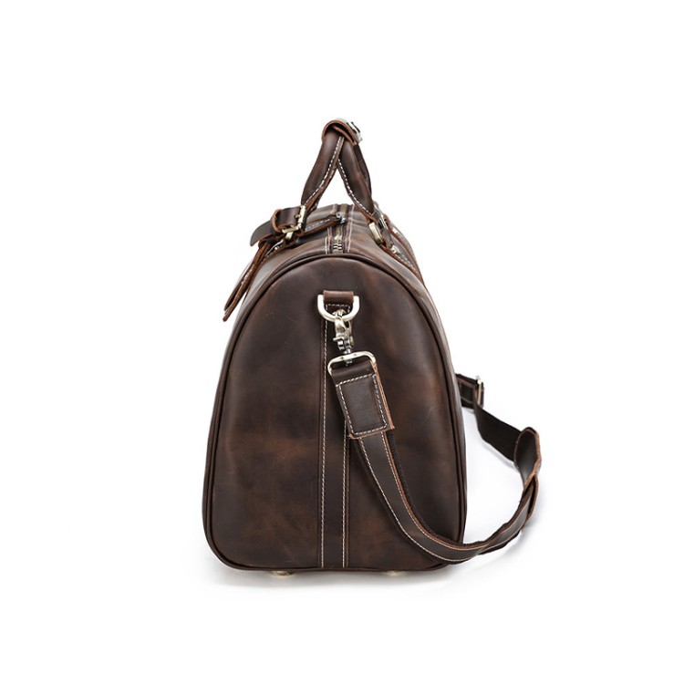 Luxurious brown leather large travel bag