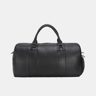 Black soft leather large capacity travel bag
