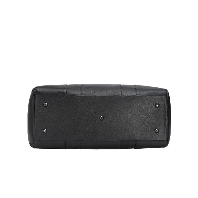 Black soft leather large capacity travel bag