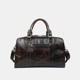 Oil-waxed leather large-capacity travel bag